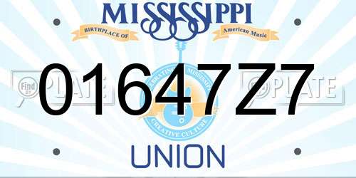 01647Z7 Mississippi License Plate