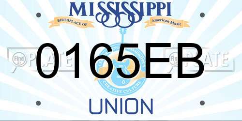 0165EB Mississippi License Plate