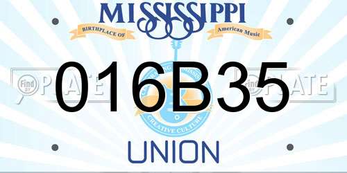 016B35 Mississippi License Plate