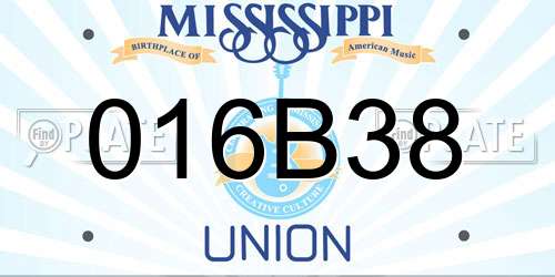 016B38 Mississippi License Plate
