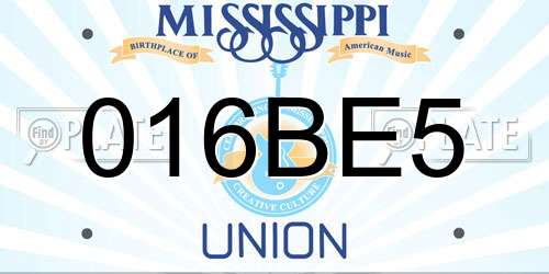 016BE5 Mississippi License Plate