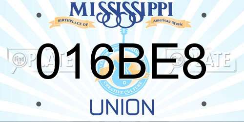 016BE8 Mississippi License Plate