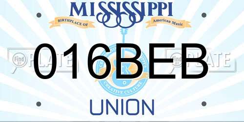016BEB Mississippi License Plate