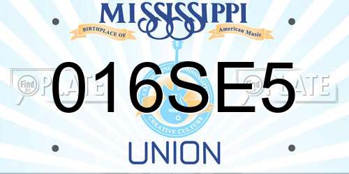 016SE5 Mississippi License Plate