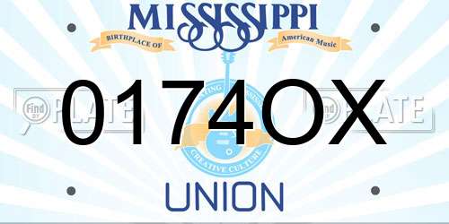 0174OX Mississippi License Plate