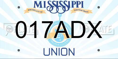017ADX Mississippi License Plate