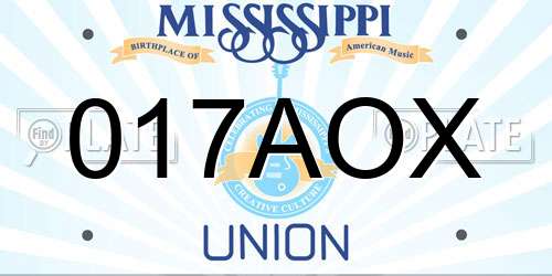 017AOX Mississippi License Plate