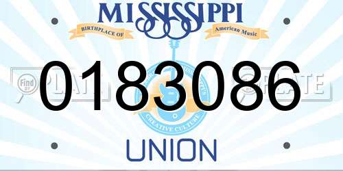 0183086 Mississippi License Plate
