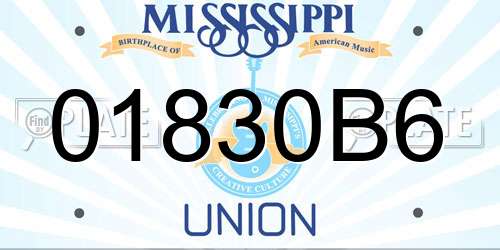 01830B6 Mississippi License Plate