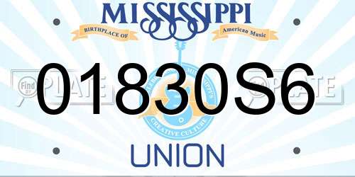 01830S6 Mississippi License Plate