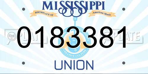 0183381 Mississippi License Plate