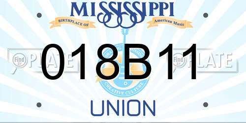 018B11 Mississippi License Plate