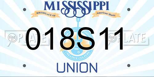 018S11 Mississippi License Plate