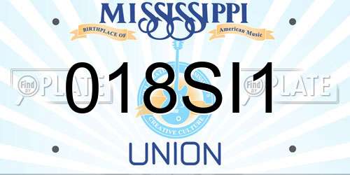 018SI1 Mississippi License Plate