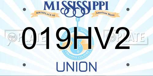 019HV2 Mississippi License Plate