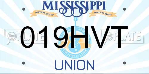 019HVT Mississippi License Plate