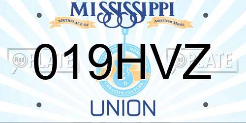 019HVZ Mississippi License Plate