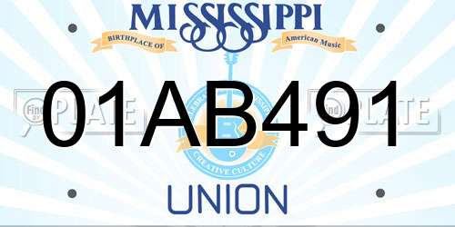 01AB491 Mississippi License Plate