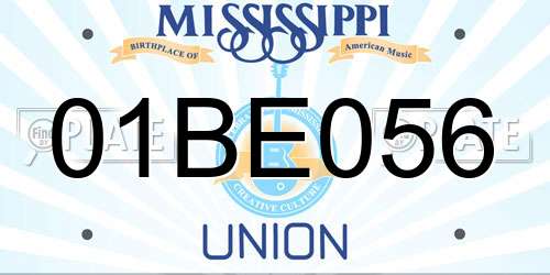 01BE056 Mississippi License Plate