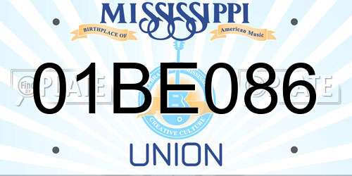 01BE086 Mississippi License Plate
