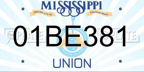 01BE381 Mississippi License Plate