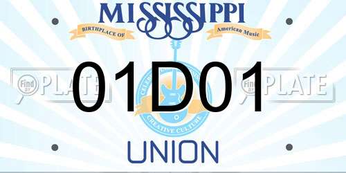 01D01 Mississippi License Plate