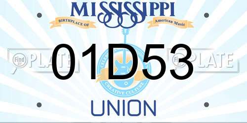 01D53 Mississippi License Plate
