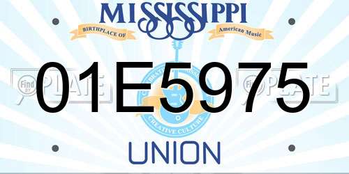 01E5975 Mississippi License Plate