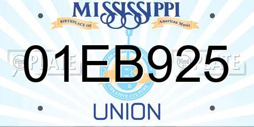 01EB925 Mississippi License Plate