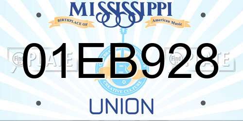 01EB928 Mississippi License Plate