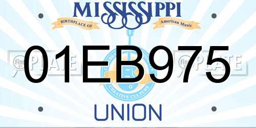 01EB975 Mississippi License Plate