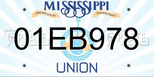 01EB978 Mississippi License Plate
