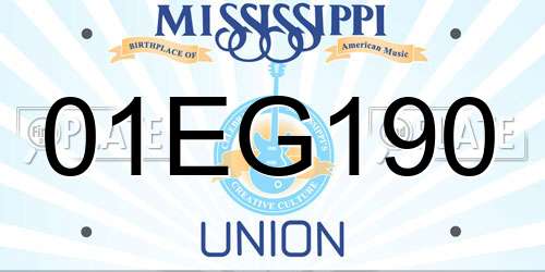 01EG190 Mississippi License Plate