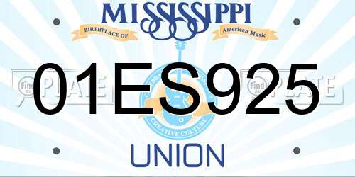01ES925 Mississippi License Plate