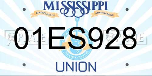 01ES928 Mississippi License Plate