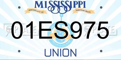 01ES975 Mississippi License Plate