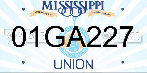 01GA227 Mississippi License Plate