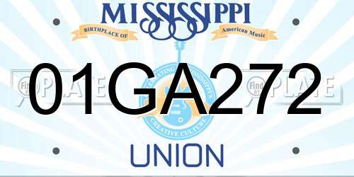 01GA272 Mississippi License Plate