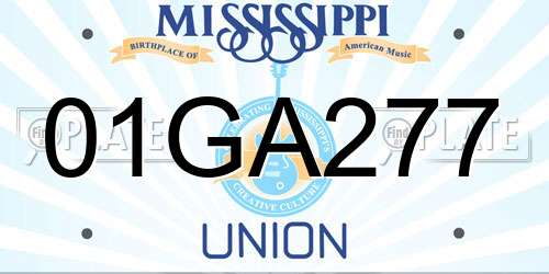 01GA277 Mississippi License Plate