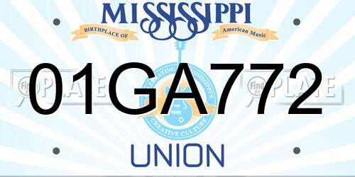 01GA772 Mississippi License Plate