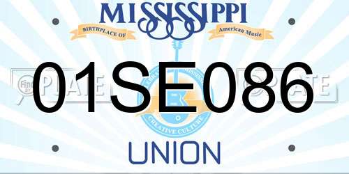 01SE086 Mississippi License Plate