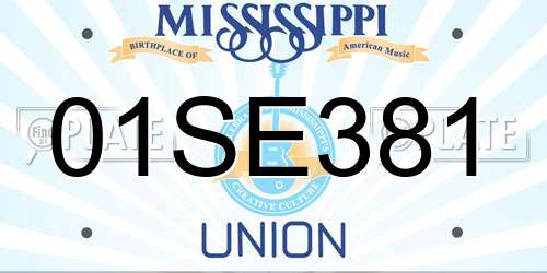 01SE381 Mississippi License Plate