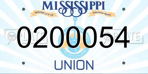 0200054 Mississippi License Plate