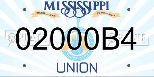 02000B4 Mississippi License Plate