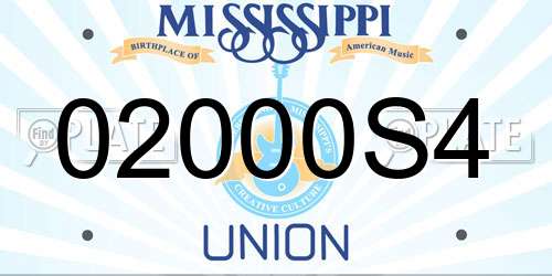 02000S4 Mississippi License Plate