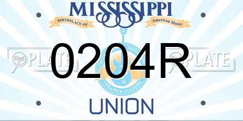 0204R Mississippi License Plate