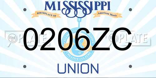 0206ZC Mississippi License Plate