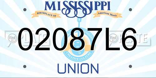 02087L6 Mississippi License Plate