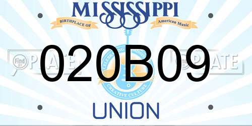 020B09 Mississippi License Plate