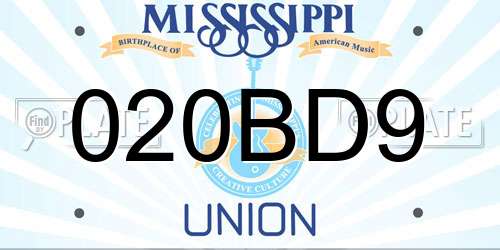 020BD9 Mississippi License Plate